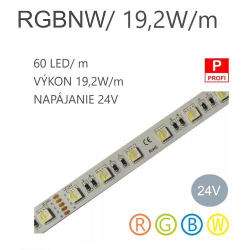 LED pás HQS-5050-60LED 19,2W / 24V / RGBNW