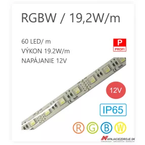 LED pás HQS-5050-60LED 19,2W / 12V / RGBW / IP66