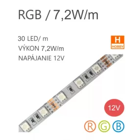 LED pás LC-5050-30LED 7,2W / 12V / RGB