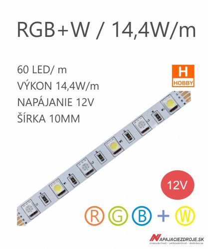 LED pás LC-5050-60LED 12W / 12V / RGB+W
