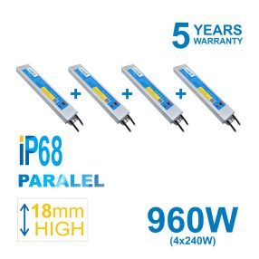  960W PARALEL PACK HYRITE 4x TLG-24E240C, profi LED napájací zdroj 4x 240W/24V = 960W, IP68, 18MM