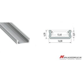 ALU PROFIL TYP D PRISADENÝ NÍZKY pre 1 x 12MM LED