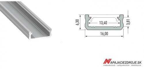 ALU PROFIL TYP D PRISADENÝ NÍZKY pre 1 x 12MM LED