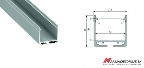 ALU PROFIL TYP DILEDA PRISADENÝ PRE 2 x 12MM LED