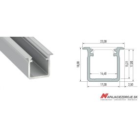 ALU PROFIL TYP G ZAPUSTENÝ HLBOKÝ PRE 1 x 12MM LED