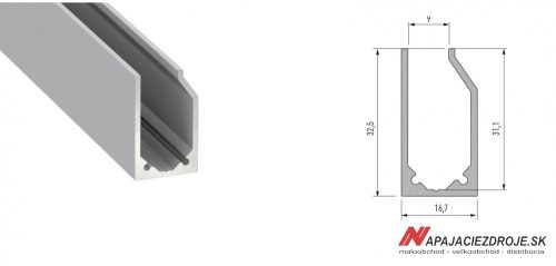ALU PROFIL TYP I6 (strieborný anodizovaný)