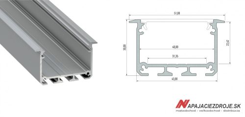 ZAPUSTENÝ DIZAJNOVÝ PROFIL TYP INSO PRE 3 x 10MM PÁS