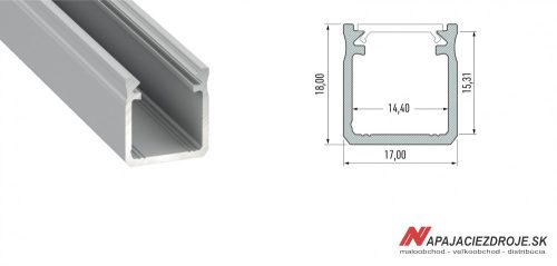 ALU PROFIL TYP Y PRISADENÝ PRE 1 x 12MM LED