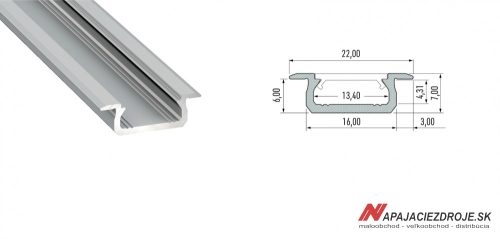ALU PROFIL TYP Z ZAPUSTENÝ NÍZKY PRE 1 x 12MM PÁS