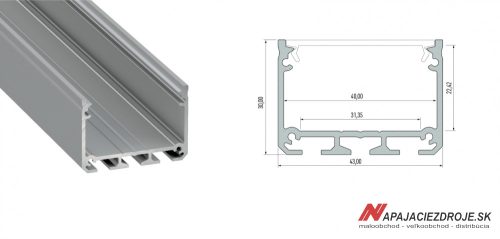 PRISADENÝ ALEBO ZÁVESNÝ DIZAJNOVÝ PROFIL TYP iLEDO PRE 3 x 10MM PÁS