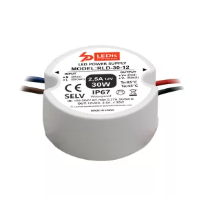 LEDis RLD-30-12, zasilacz do LED 30W / 12V , IP67, ø=55mm