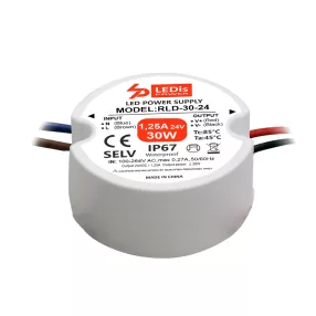 LEDis RLD-30-24, zasilacz do LED 30W / 24V , IP67, ø=55mm