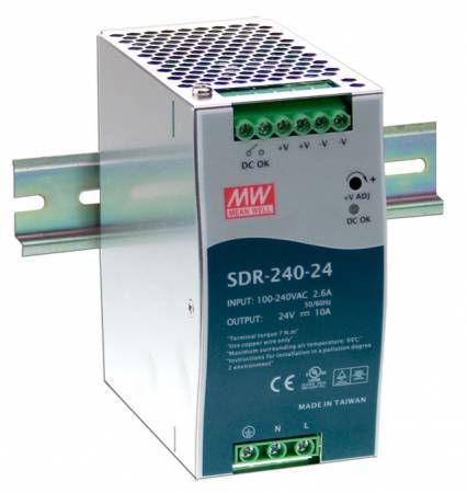 SDR-240-24 zasilacz impulsowy na szynę DIN 240W / 24V 