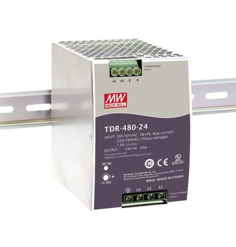 TDR-480-48 trojfázový zdroj na szynę DIN 480W / 48V 